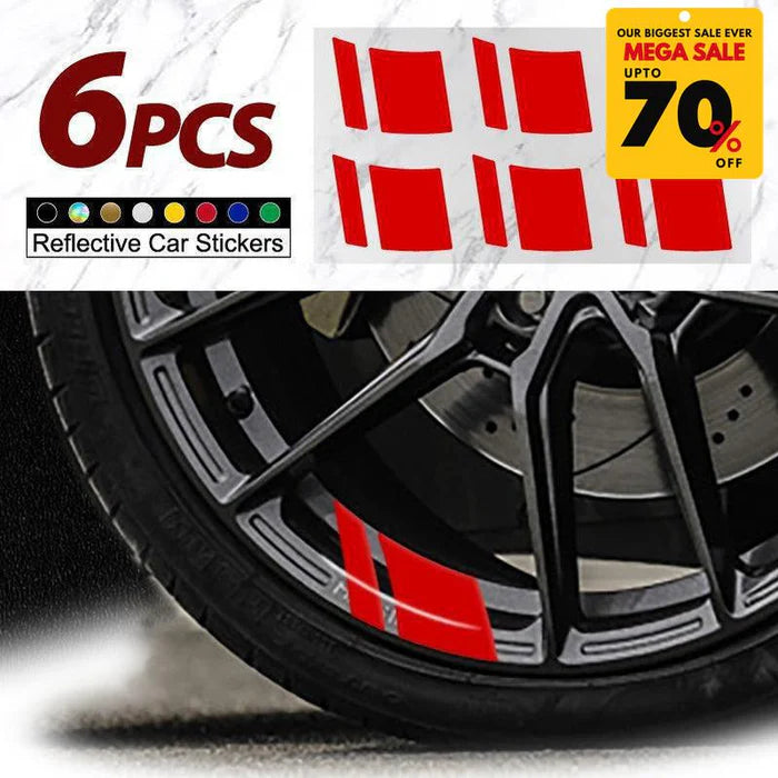 6 PCS Reflective Car Vinyl Rim Stickers