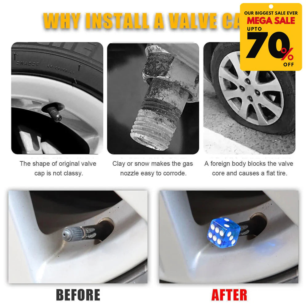 Dice Shape Tyre Valve Caps