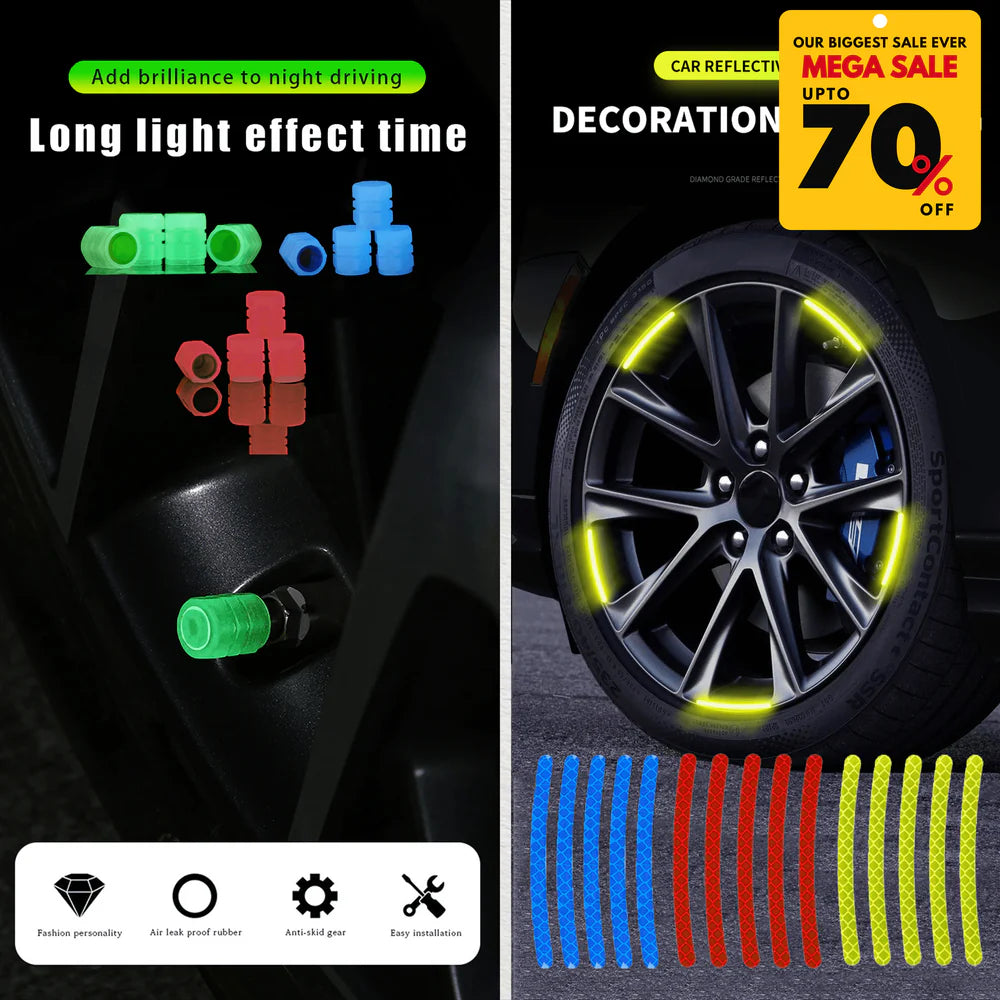 Reflective Rim Sticker & Luminous Valve Cap